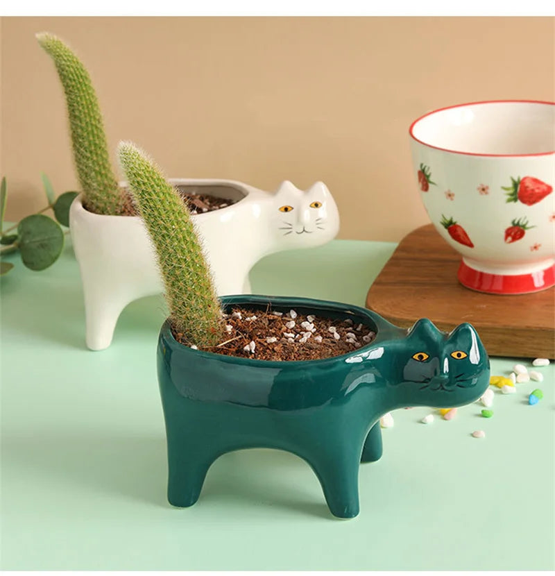 Cat Ceramic Planter